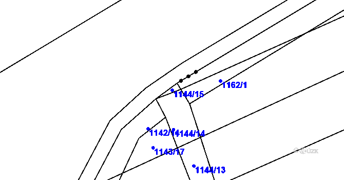 Parcela st. 1144/15 v KÚ Ladná, Katastrální mapa