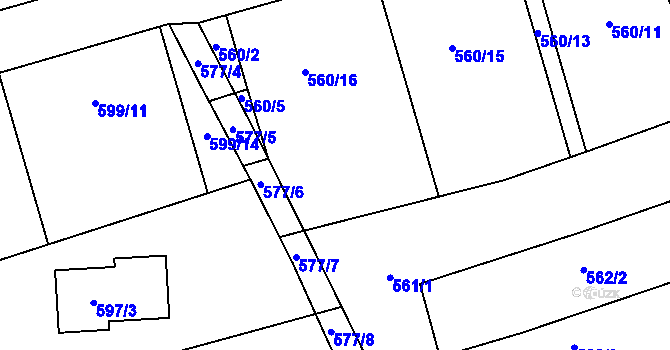 Parcela st. 560/1 v KÚ Ladná, Katastrální mapa