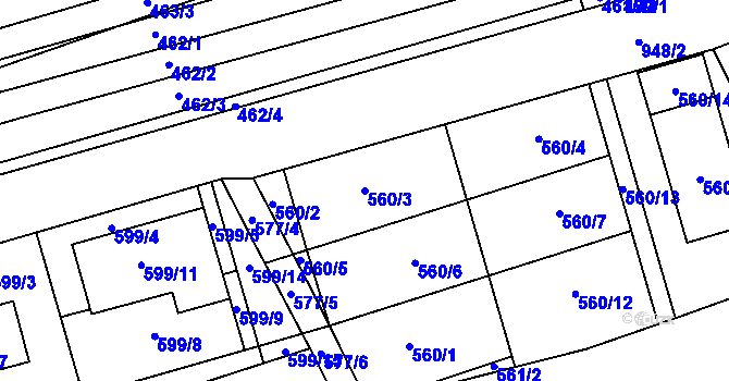 Parcela st. 560/3 v KÚ Ladná, Katastrální mapa