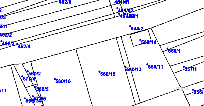 Parcela st. 560/4 v KÚ Ladná, Katastrální mapa