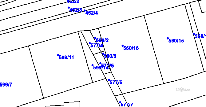 Parcela st. 560/5 v KÚ Ladná, Katastrální mapa