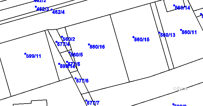 Parcela st. 560/6 v KÚ Ladná, Katastrální mapa