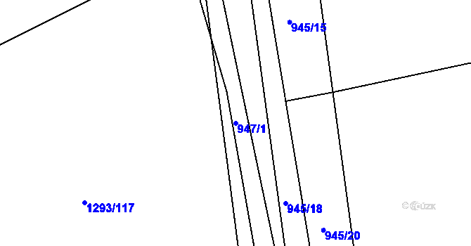Parcela st. 947/1 v KÚ Ladná, Katastrální mapa