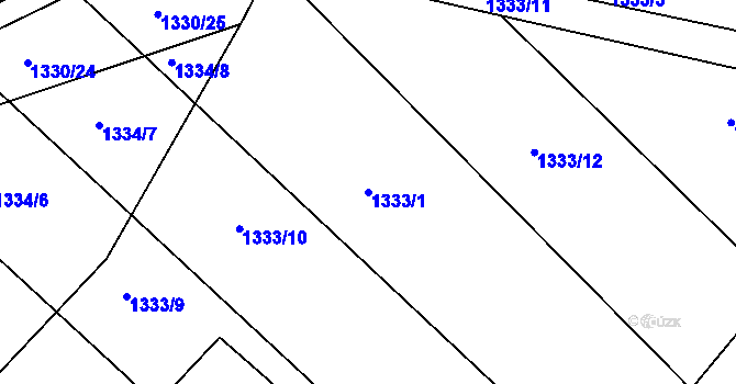 Parcela st. 1333/1 v KÚ Ladná, Katastrální mapa