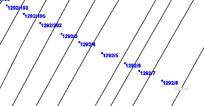 Parcela st. 1292/5 v KÚ Ladná, Katastrální mapa