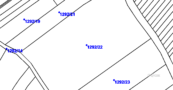 Parcela st. 1292/22 v KÚ Ladná, Katastrální mapa