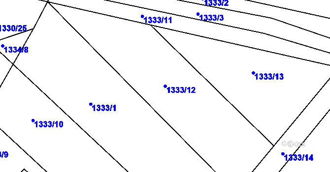 Parcela st. 1333/12 v KÚ Ladná, Katastrální mapa