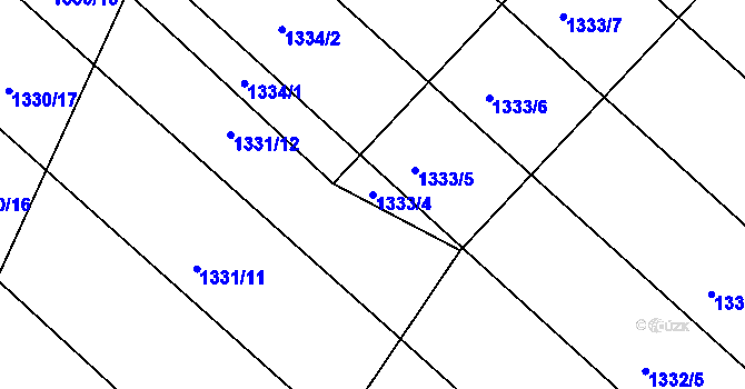 Parcela st. 1333/4 v KÚ Ladná, Katastrální mapa