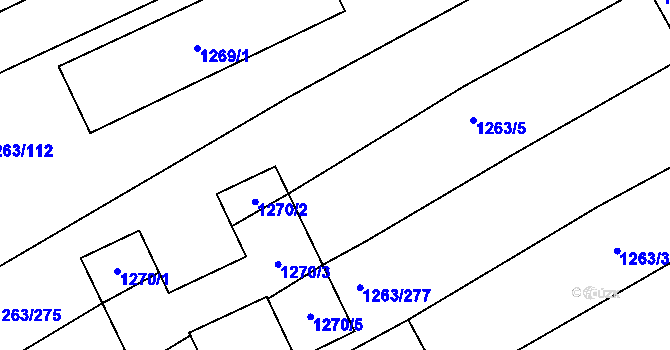 Parcela st. 1263/293 v KÚ Ladná, Katastrální mapa