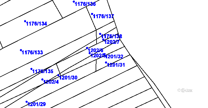 Parcela st. 1201/32 v KÚ Ladná, Katastrální mapa