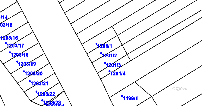 Parcela st. 1201/2 v KÚ Ladná, Katastrální mapa