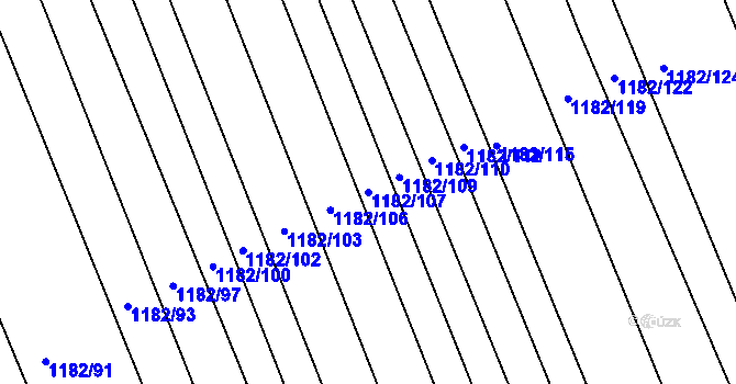 Parcela st. 1182/107 v KÚ Ladná, Katastrální mapa