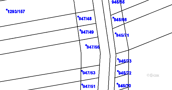 Parcela st. 947/56 v KÚ Ladná, Katastrální mapa