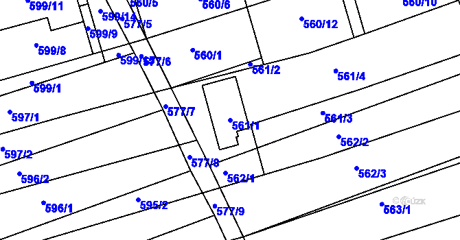 Parcela st. 561/1 v KÚ Ladná, Katastrální mapa