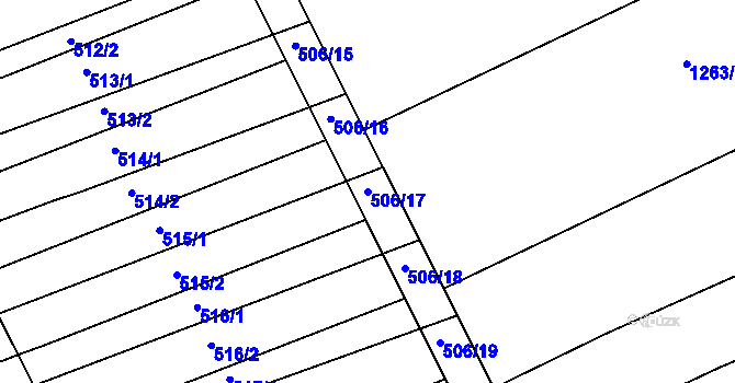 Parcela st. 506/17 v KÚ Ladná, Katastrální mapa