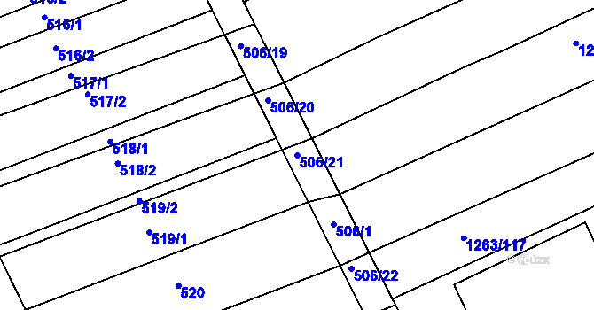 Parcela st. 506/21 v KÚ Ladná, Katastrální mapa