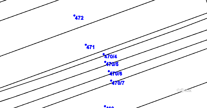 Parcela st. 470/4 v KÚ Ladná, Katastrální mapa