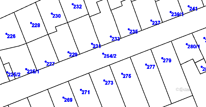 Parcela st. 254/2 v KÚ Ladná, Katastrální mapa