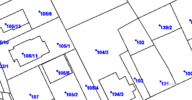 Parcela st. 104/2 v KÚ Ladná, Katastrální mapa