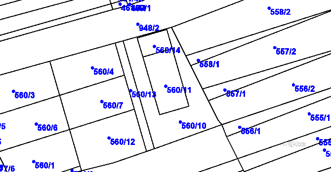Parcela st. 560/11 v KÚ Ladná, Katastrální mapa