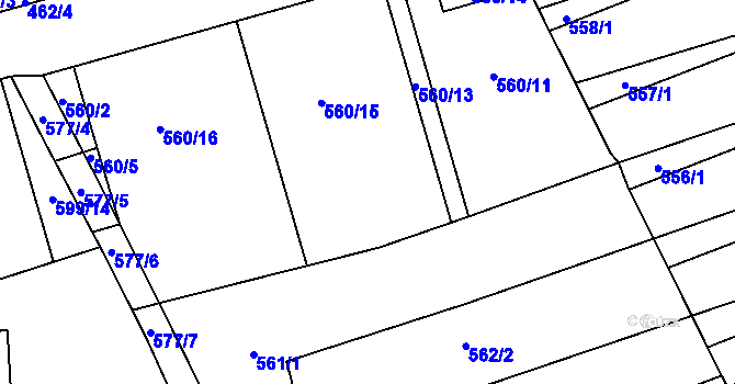 Parcela st. 560/12 v KÚ Ladná, Katastrální mapa