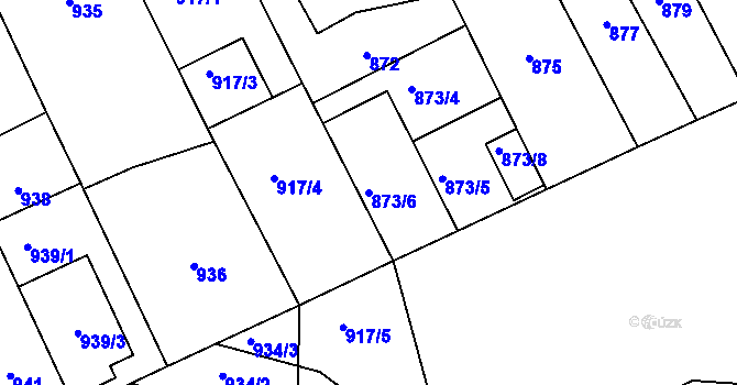 Parcela st. 873/6 v KÚ Ladná, Katastrální mapa