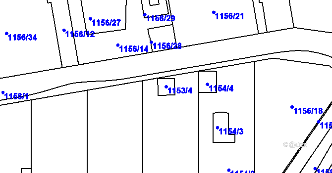 Parcela st. 1153/4 v KÚ Ladná, Katastrální mapa