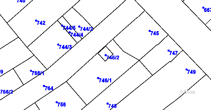 Parcela st. 746/2 v KÚ Ladná, Katastrální mapa