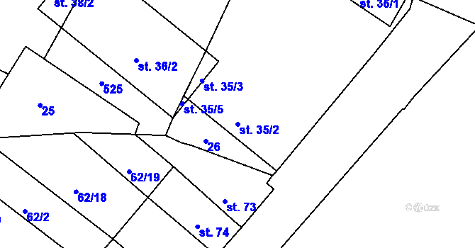 Parcela st. 35/2 v KÚ Lahošť, Katastrální mapa
