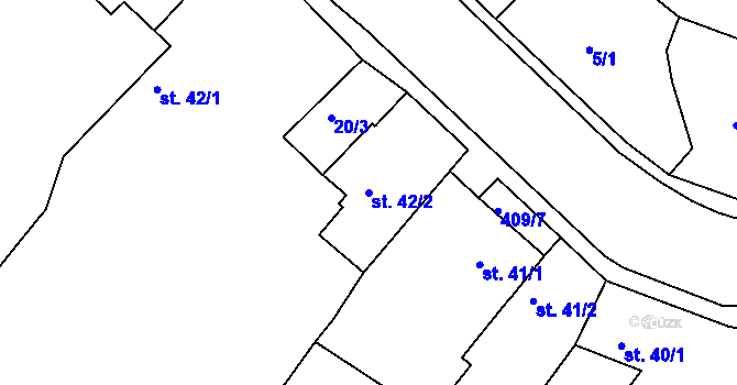 Parcela st. 42/2 v KÚ Lahošť, Katastrální mapa