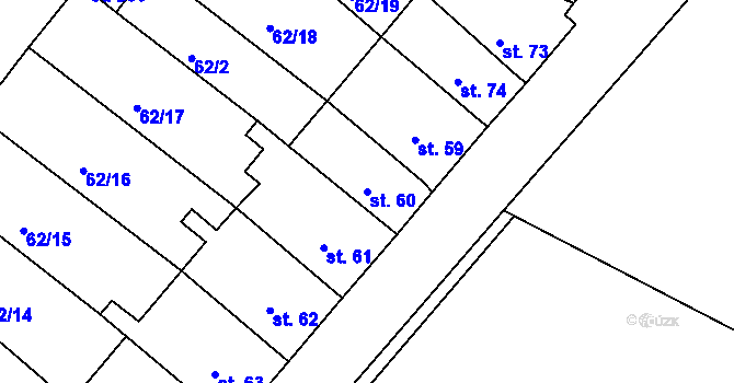Parcela st. 60 v KÚ Lahošť, Katastrální mapa