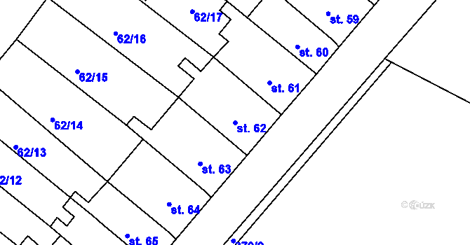 Parcela st. 62 v KÚ Lahošť, Katastrální mapa