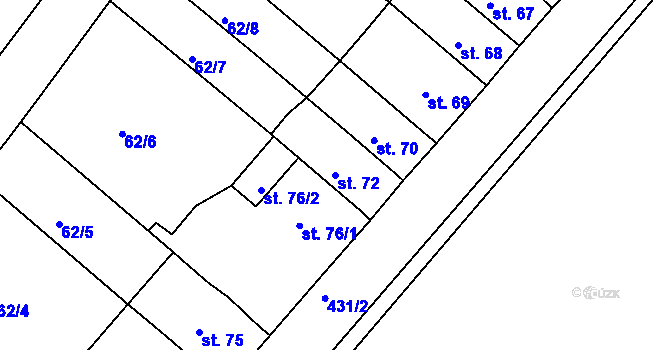 Parcela st. 72 v KÚ Lahošť, Katastrální mapa