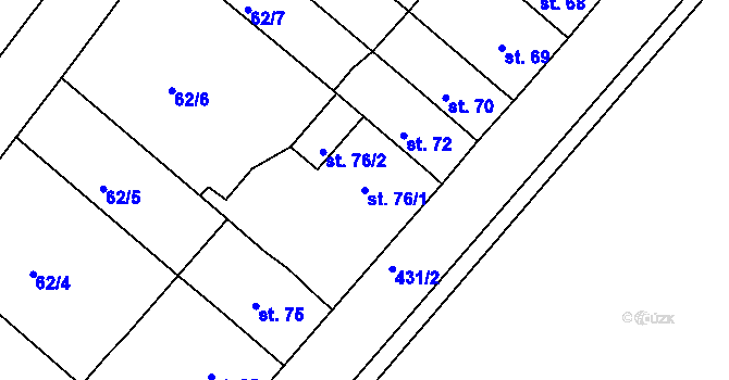 Parcela st. 76/1 v KÚ Lahošť, Katastrální mapa