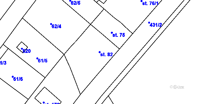 Parcela st. 82 v KÚ Lahošť, Katastrální mapa