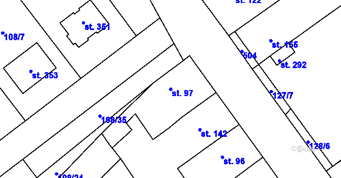 Parcela st. 97 v KÚ Lahošť, Katastrální mapa