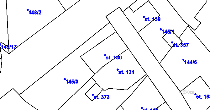 Parcela st. 130 v KÚ Lahošť, Katastrální mapa