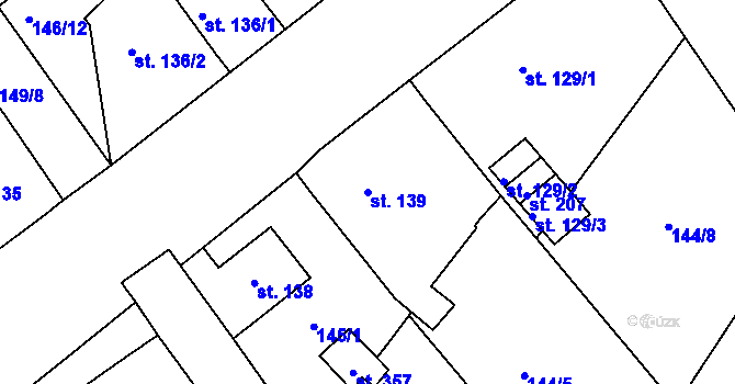 Parcela st. 139 v KÚ Lahošť, Katastrální mapa