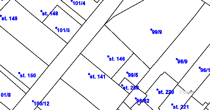 Parcela st. 146 v KÚ Lahošť, Katastrální mapa