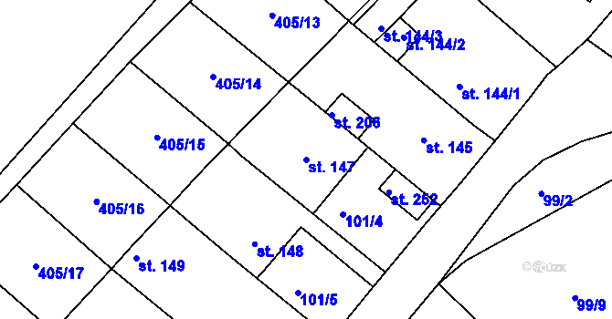 Parcela st. 147 v KÚ Lahošť, Katastrální mapa