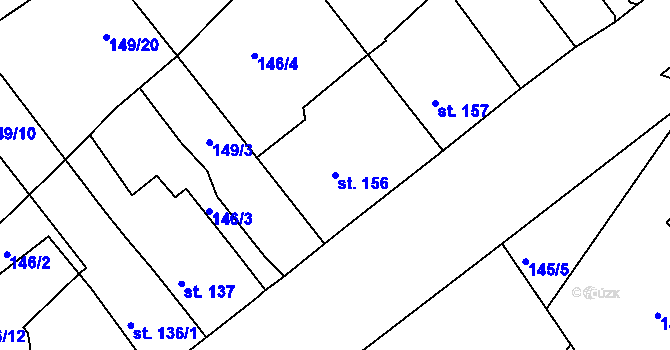 Parcela st. 156 v KÚ Lahošť, Katastrální mapa
