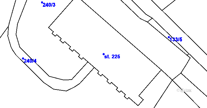 Parcela st. 225 v KÚ Lahošť, Katastrální mapa