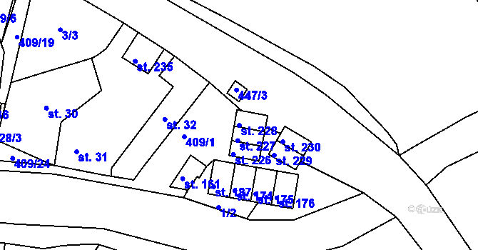 Parcela st. 228 v KÚ Lahošť, Katastrální mapa