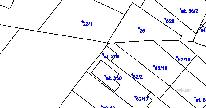Parcela st. 236 v KÚ Lahošť, Katastrální mapa