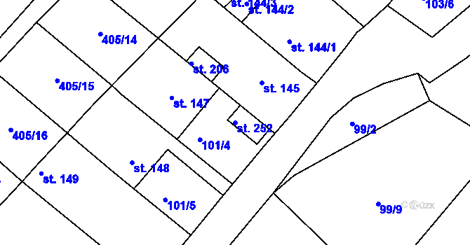 Parcela st. 252 v KÚ Lahošť, Katastrální mapa