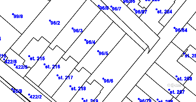 Parcela st. 96/5 v KÚ Lahošť, Katastrální mapa
