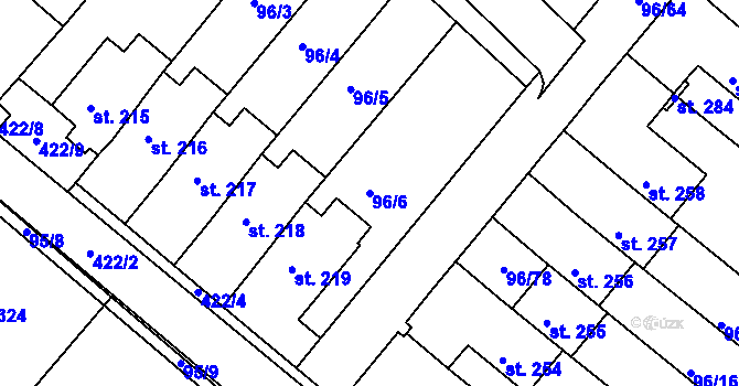 Parcela st. 96/6 v KÚ Lahošť, Katastrální mapa