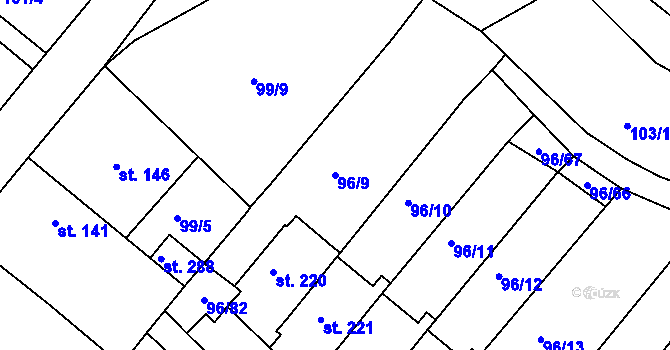 Parcela st. 96/9 v KÚ Lahošť, Katastrální mapa