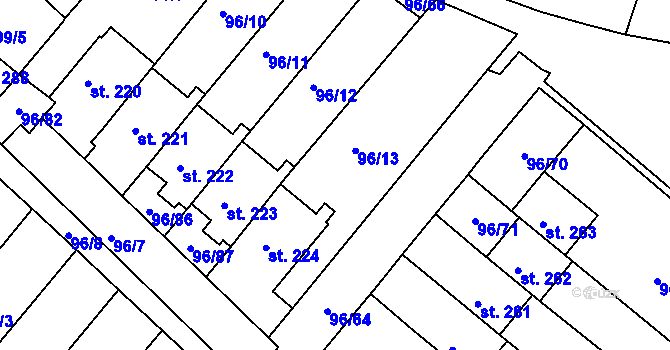Parcela st. 96/13 v KÚ Lahošť, Katastrální mapa