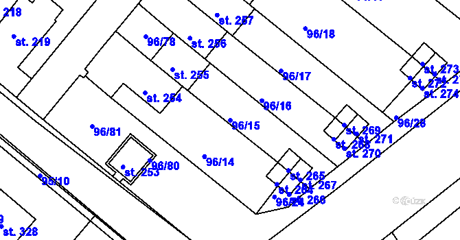 Parcela st. 96/15 v KÚ Lahošť, Katastrální mapa